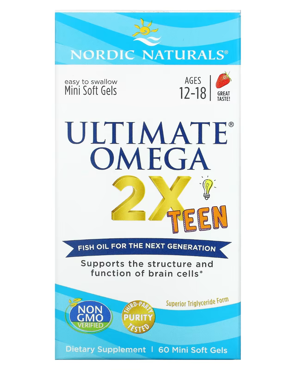 Nordic Naturals, Ultimate Omega 2X Teen, Ages 1218, Strawberry, 60