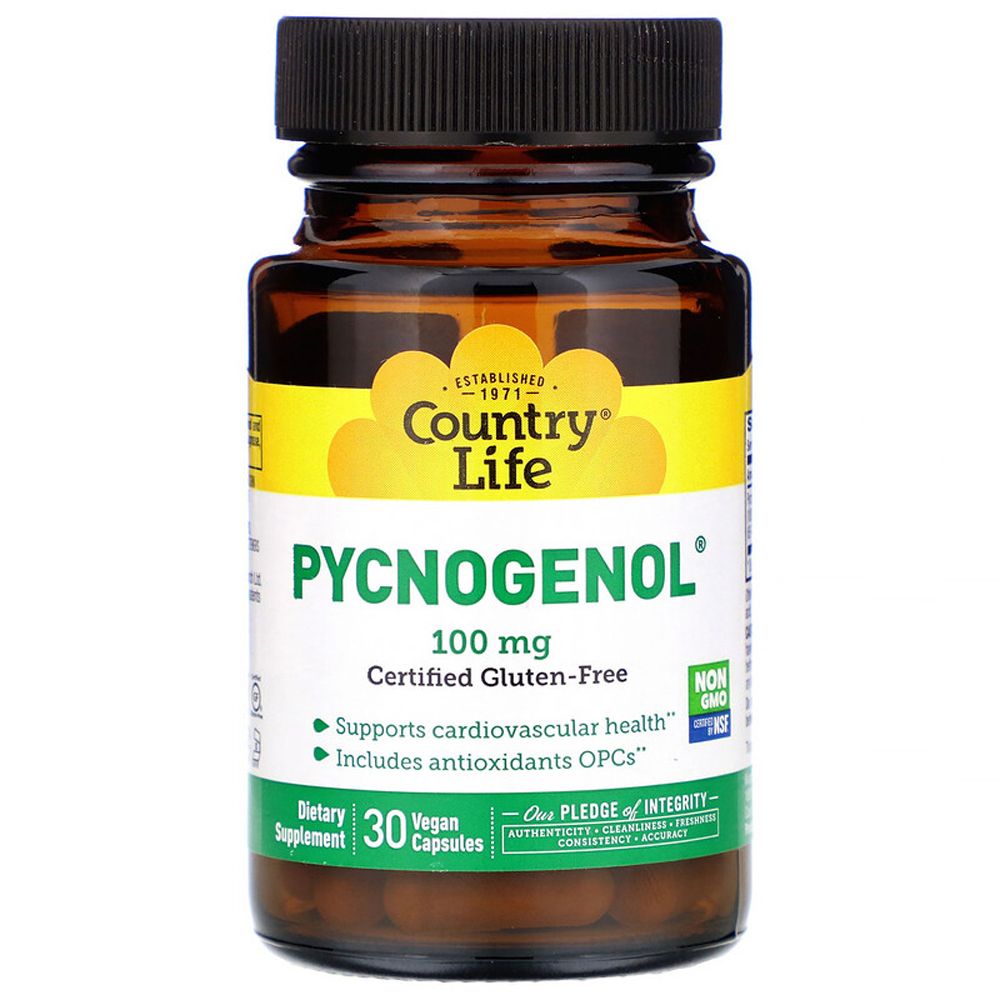 Country Life Pycnogenol 100 mg 30 Vegan Capsules Organic Basic Food